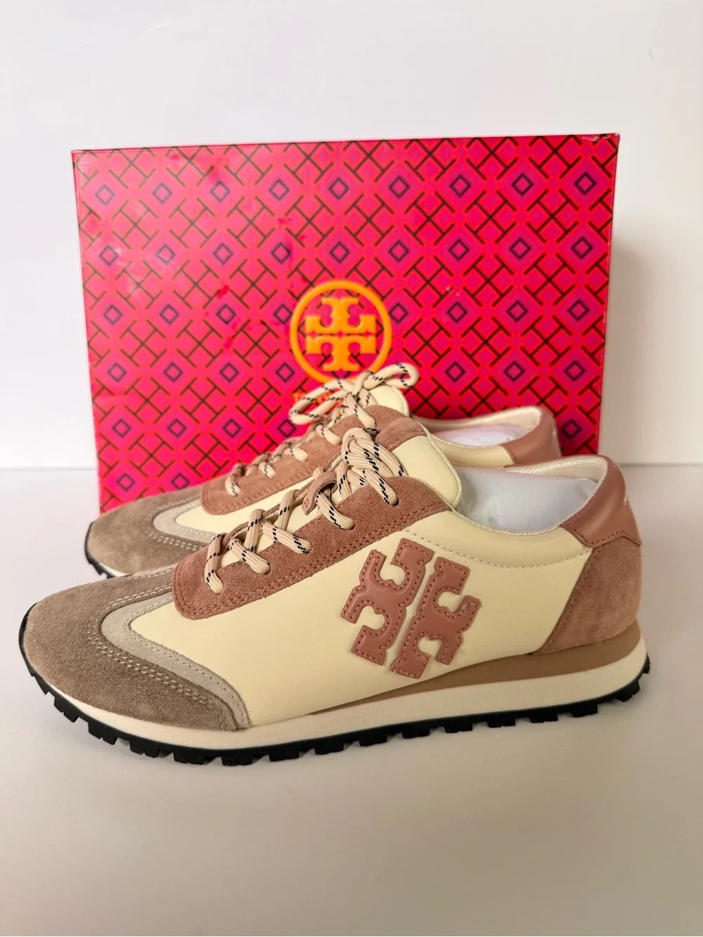 Tory Burch Vintage Nylon Sneakers Gressane Heroes Soft Malva Orzo Pink Moon SZ 7